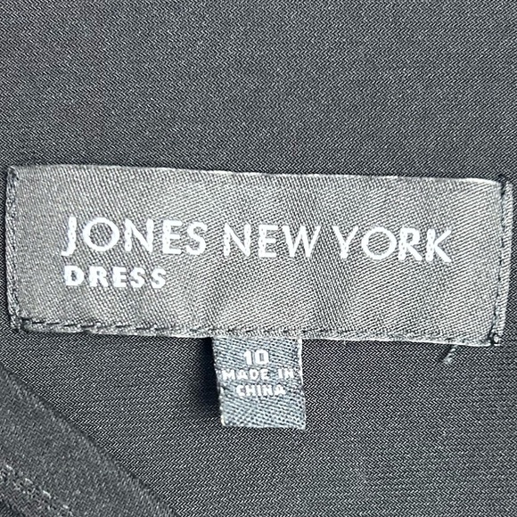 Jones New York VTG Y2K Midi Dress 10 Black Sleeveless V-Neck Beaded Sequins Hoco - Picture 11 of 14